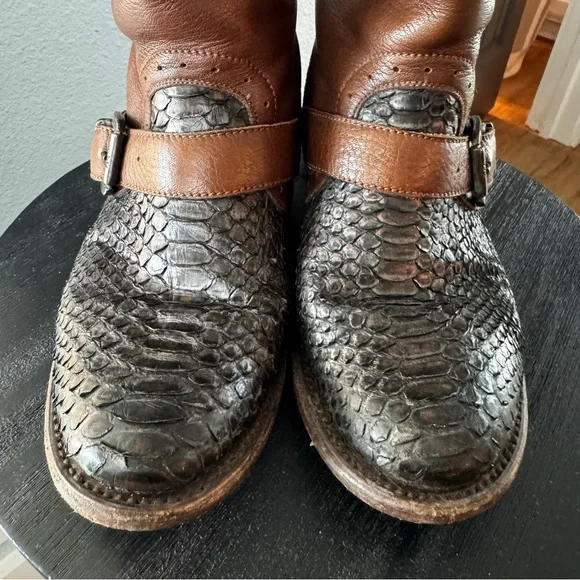 Muro Women’s 8 Snake Western Brown Moto Biker Leather Boot Grunge Boho Festival - Picture 11 of 16